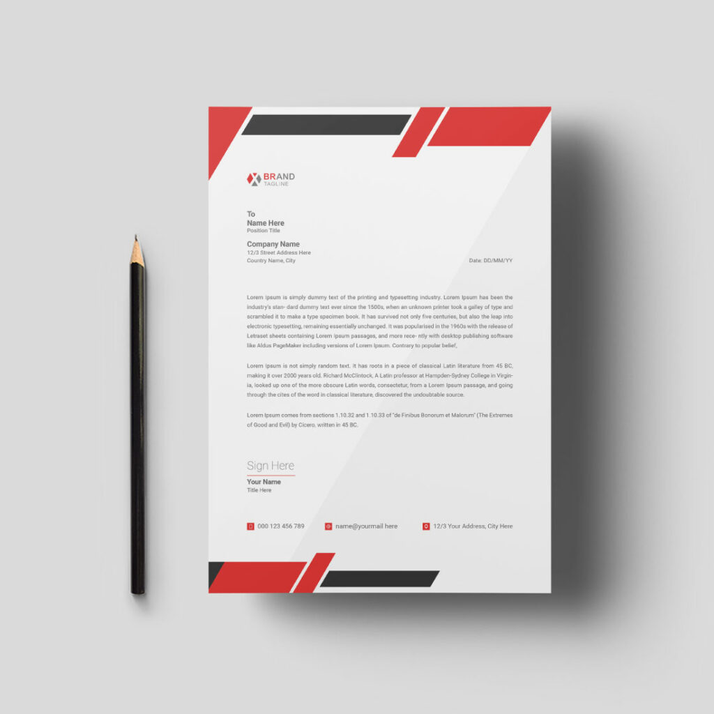 Clean and Modern Letterhead Template Design - MasterBundles