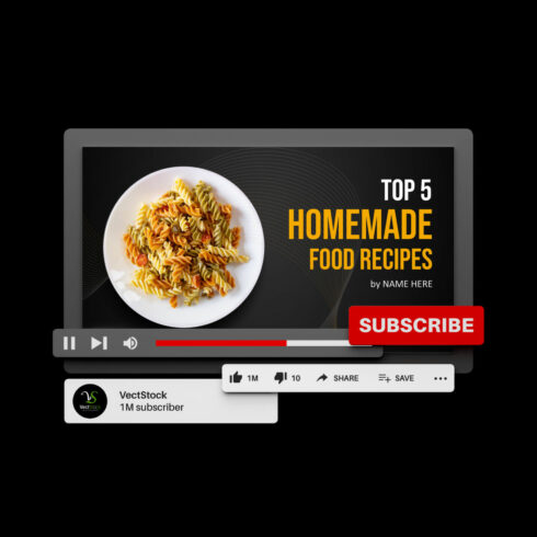 Food Recipes Youtube Video Thumbnail Design Template cover image.