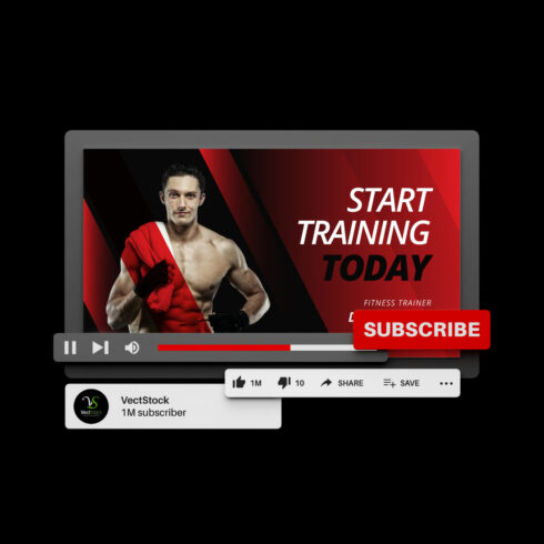 Sports Gym Fitness Youtube Video Thumbnail Template cover image.