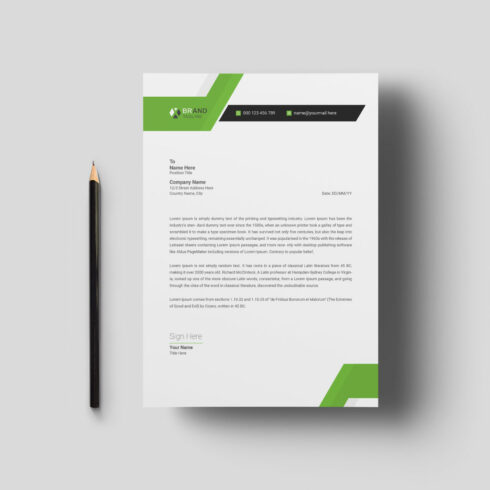 Clean and Modern Business Letterhead Template Design cover image.