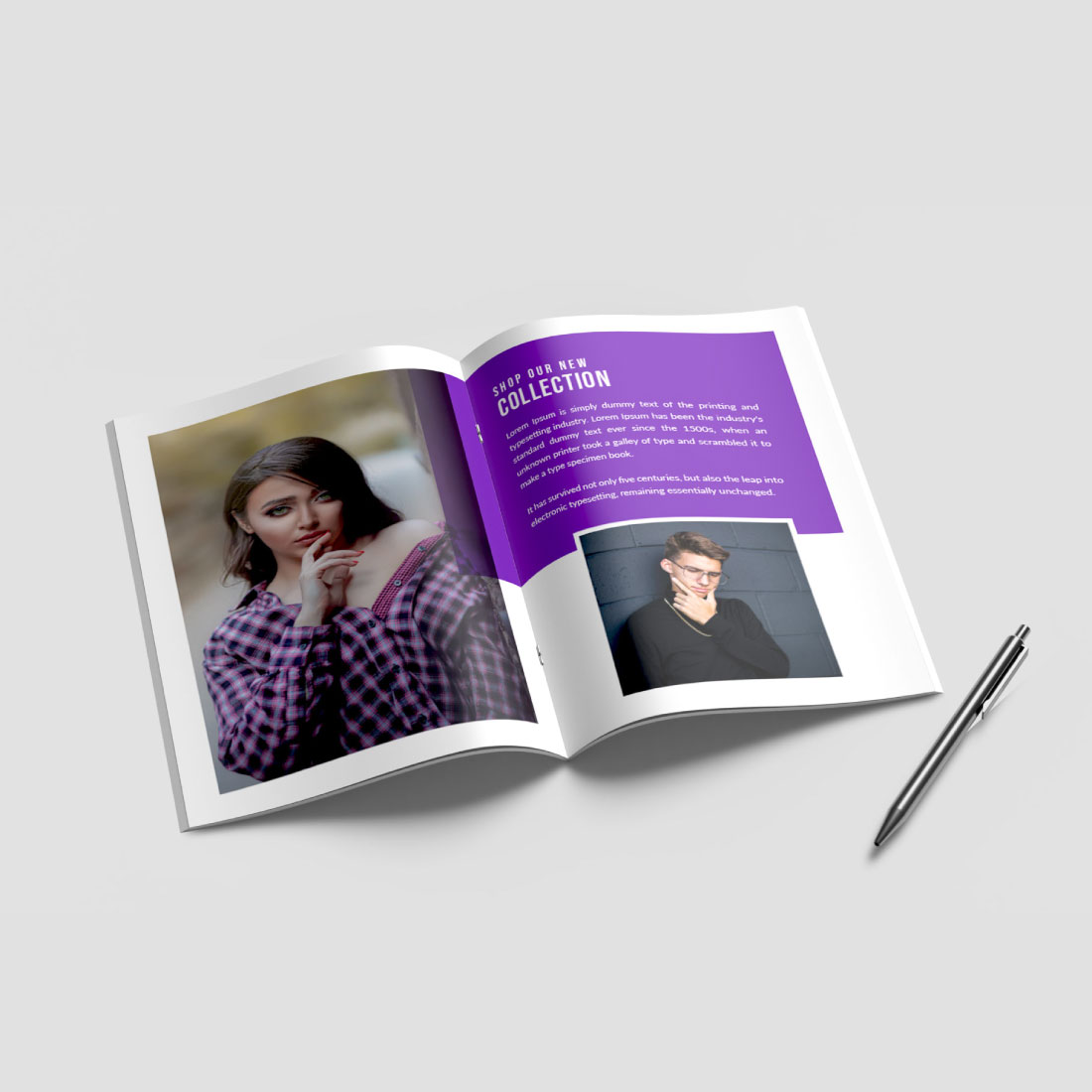 Fashion Magazine Brochure Design Template preview image.