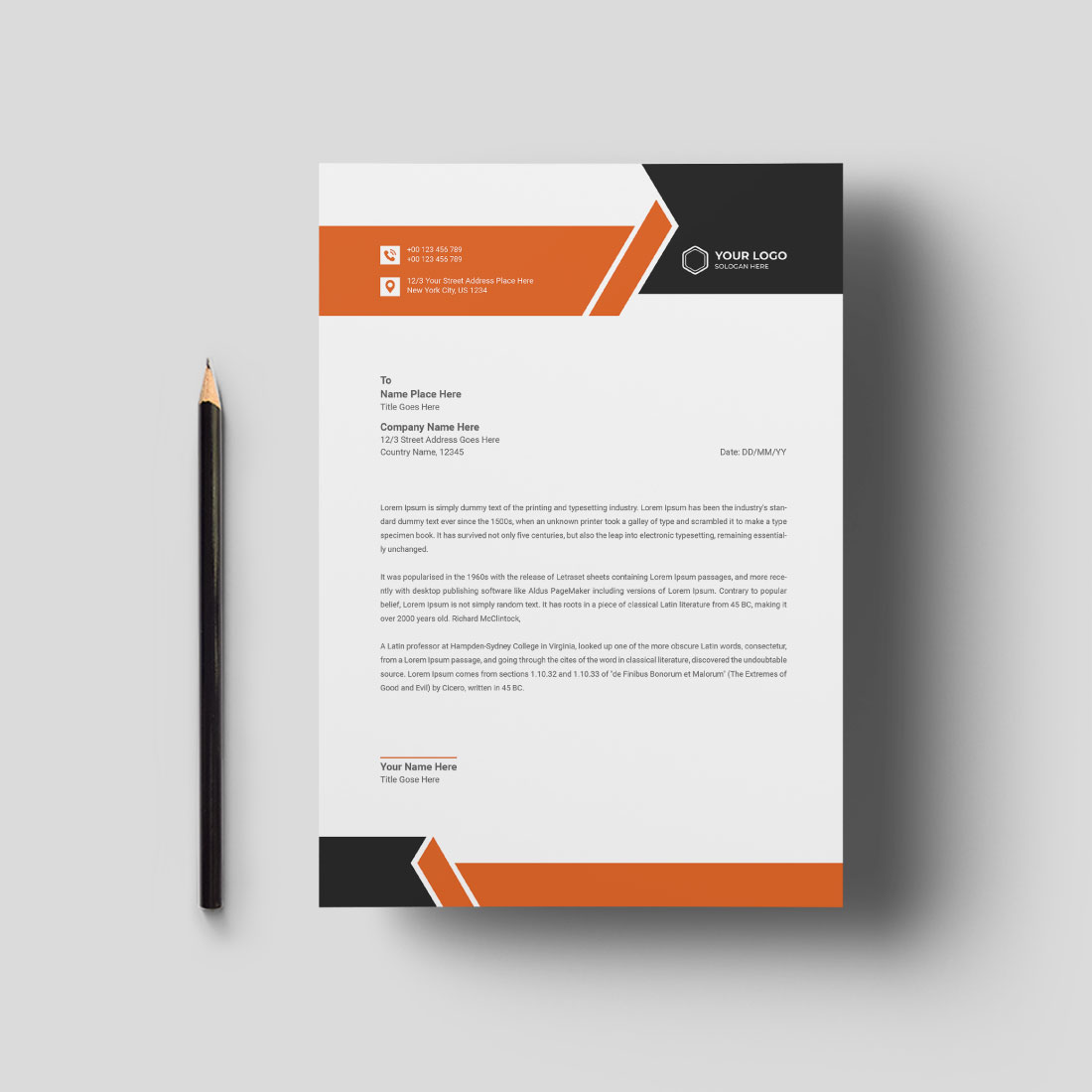 Free Company Letterhead Template Design preview image.