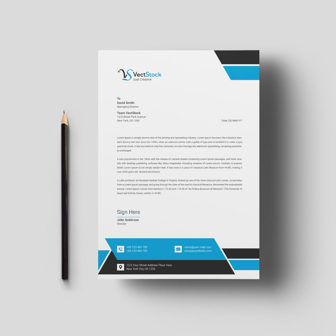 Clean and Modern Letterhead Template preview image.