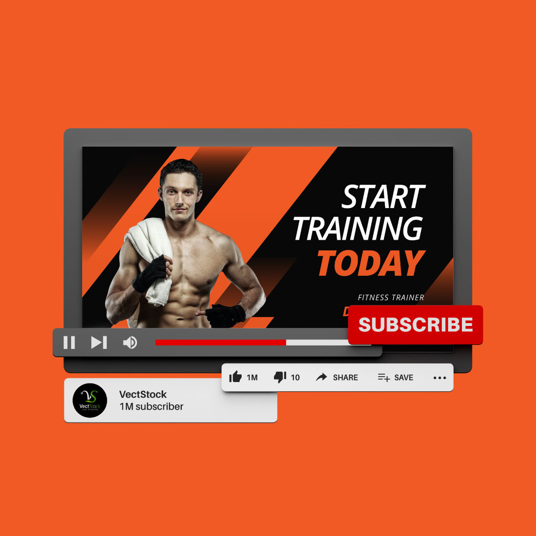 Gym Fitness Youtube Video Thumbnail preview image.