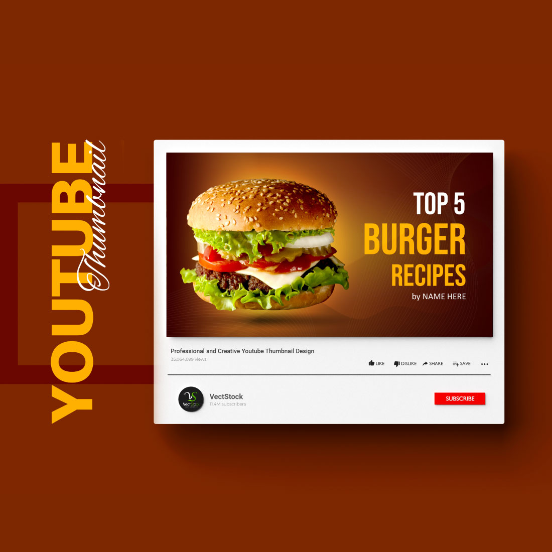 Burger Recipes Youtube Video Thumbnail preview image.