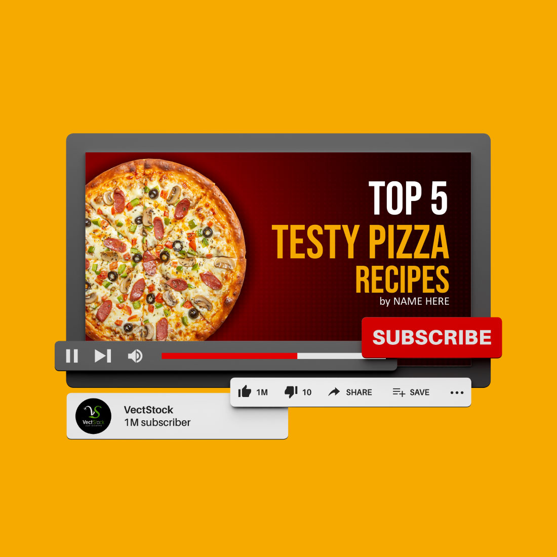 Food Recipes Youtube Video Thumbnail Design preview image.