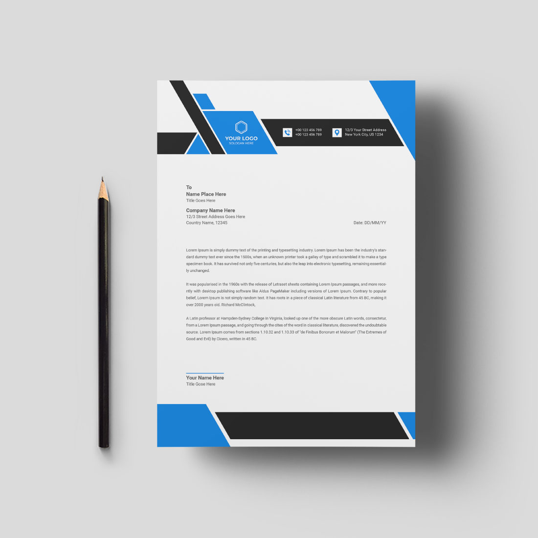Free Letterhead Template in Flat Style preview image.