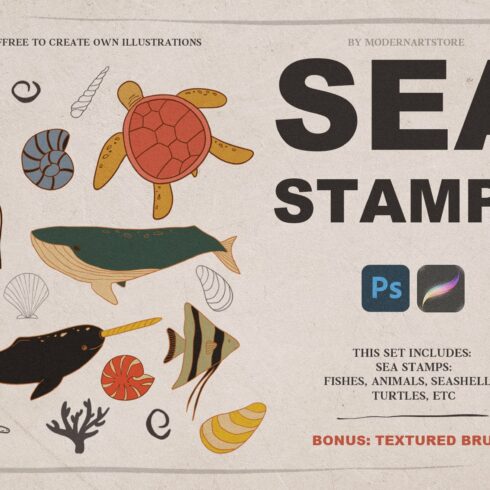 SEA STAMPS for Procreate / Photoshopcover image.