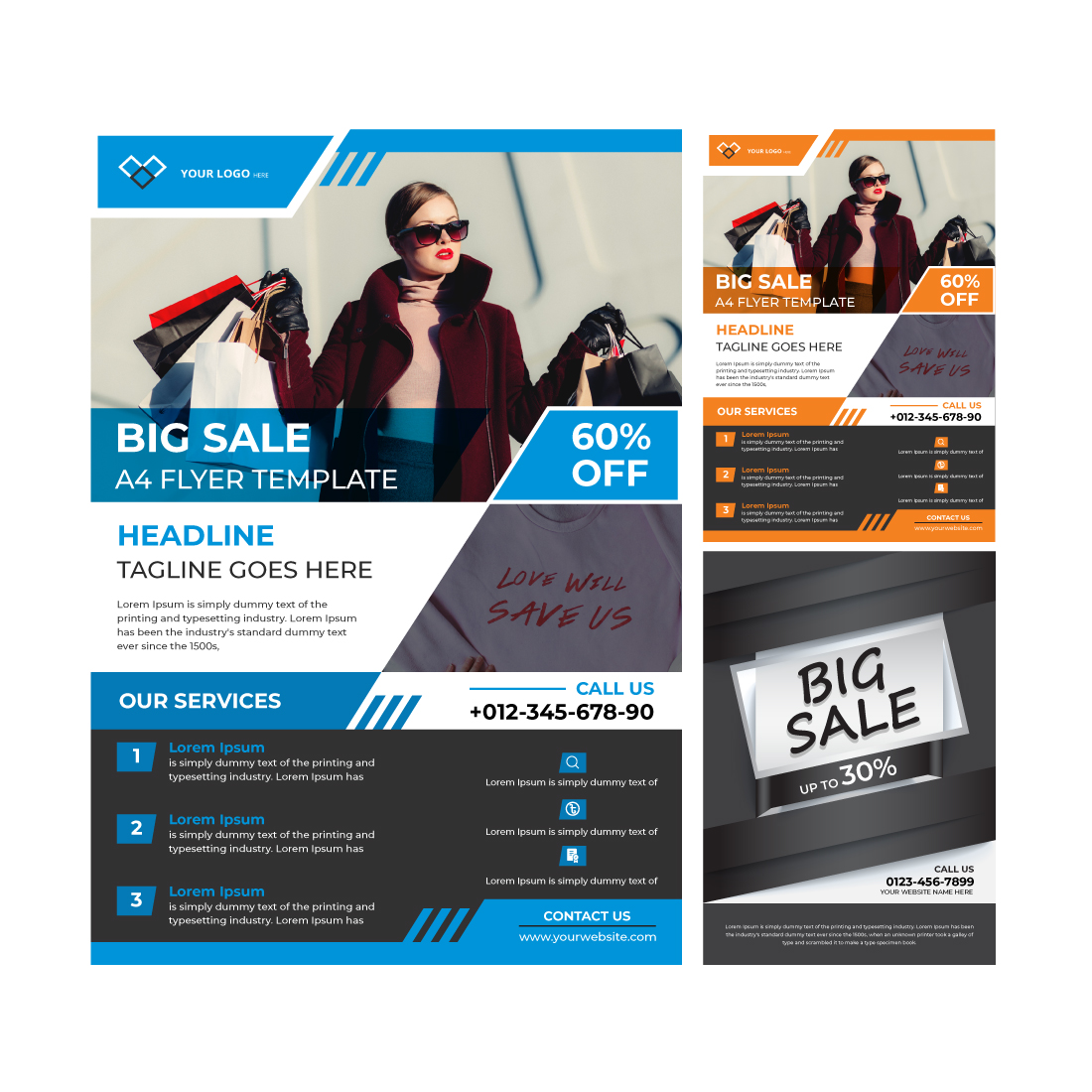 big sale flyer template design preview image.