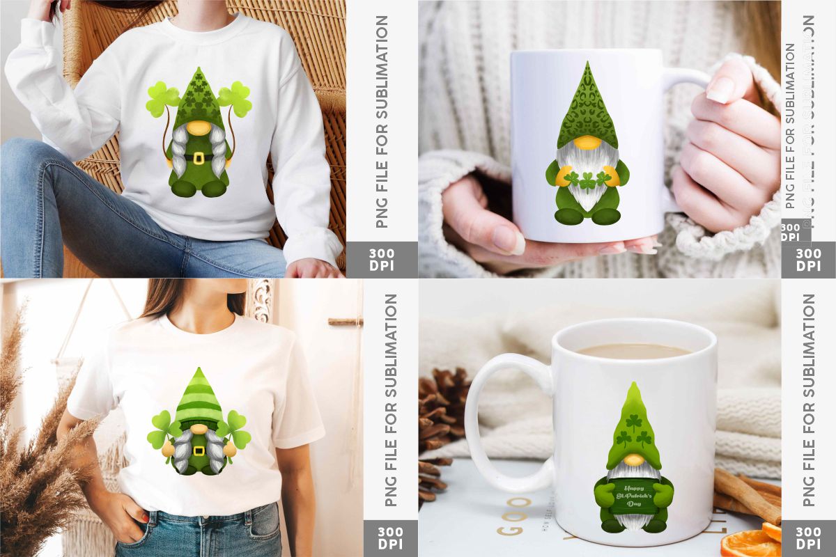 St Patricks Day Gnome sublimation designs, png sublimation shirt desig –  MUJKA CLIPARTS