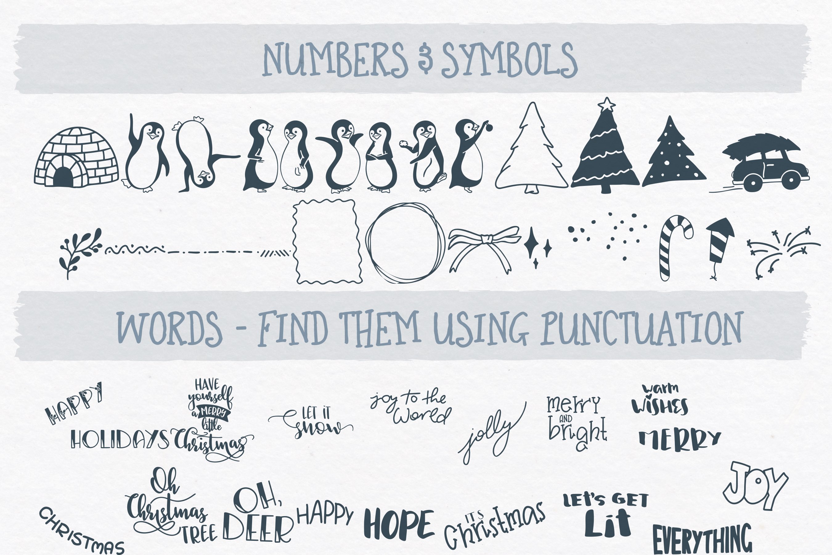 Christmas Font | Penguin Doodle Font preview image.