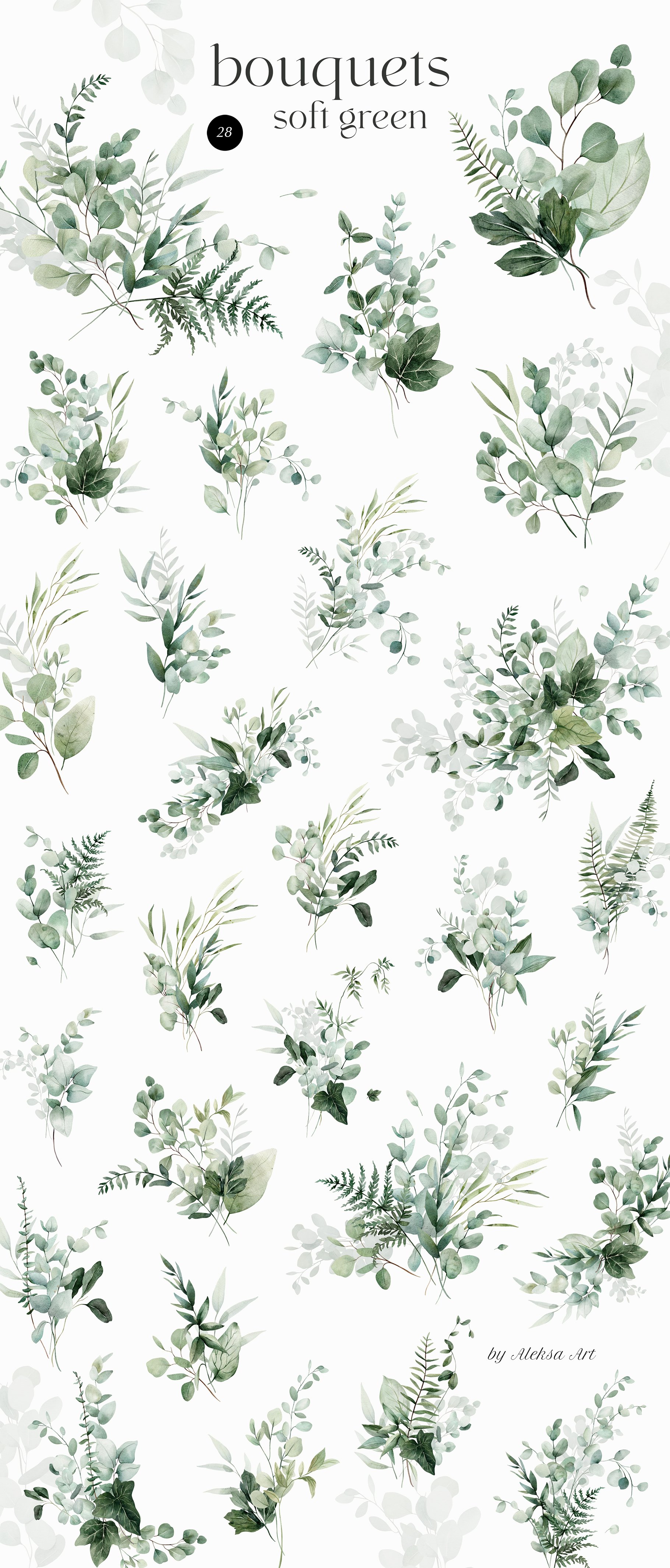 Bunch of green plants on a white background.