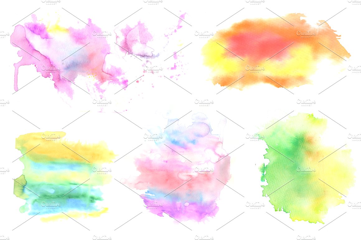 Watercolor splotches clipart set.preview image.