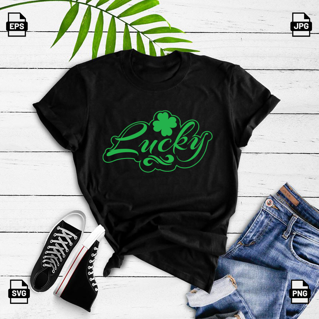Lucky St Patrick's day t-shirt design preview image.