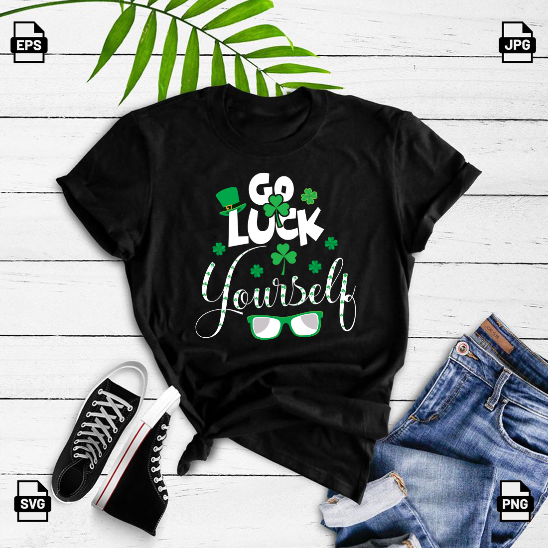 Go luck yourself, St Patrick\\\'s day t-shirt design cover image.