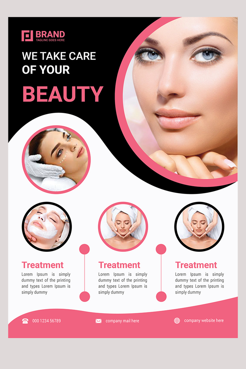 Beauty Flyer design Template pinterest preview image.