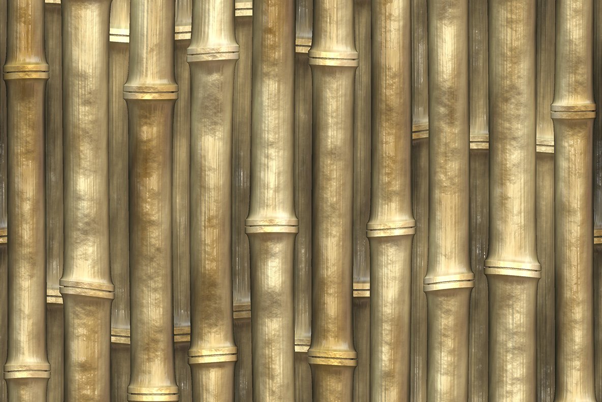 Close up of a bamboo wall with a pattern.