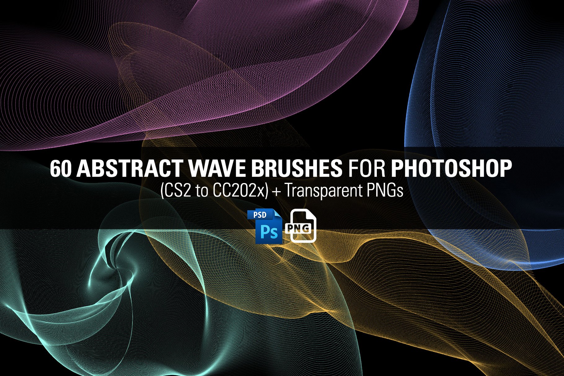 60 Abstract Wave Brushes for PScover image.