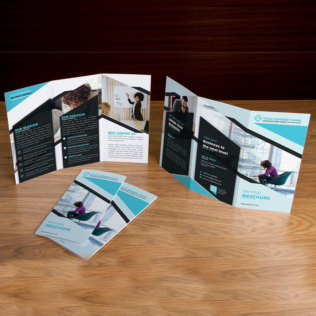 Corporate Tri-fold Brochure Template preview image.
