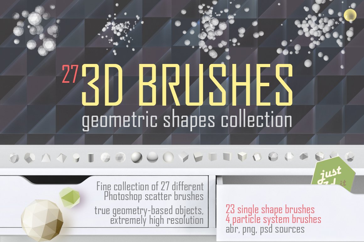 3D brushes for Photoshopcover image.