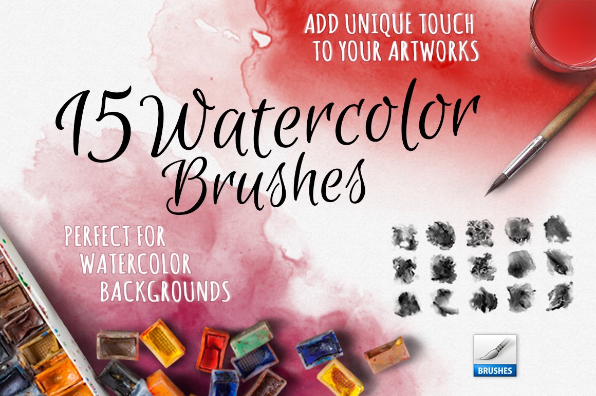 15 Watercolor Handmade Brushescover image.