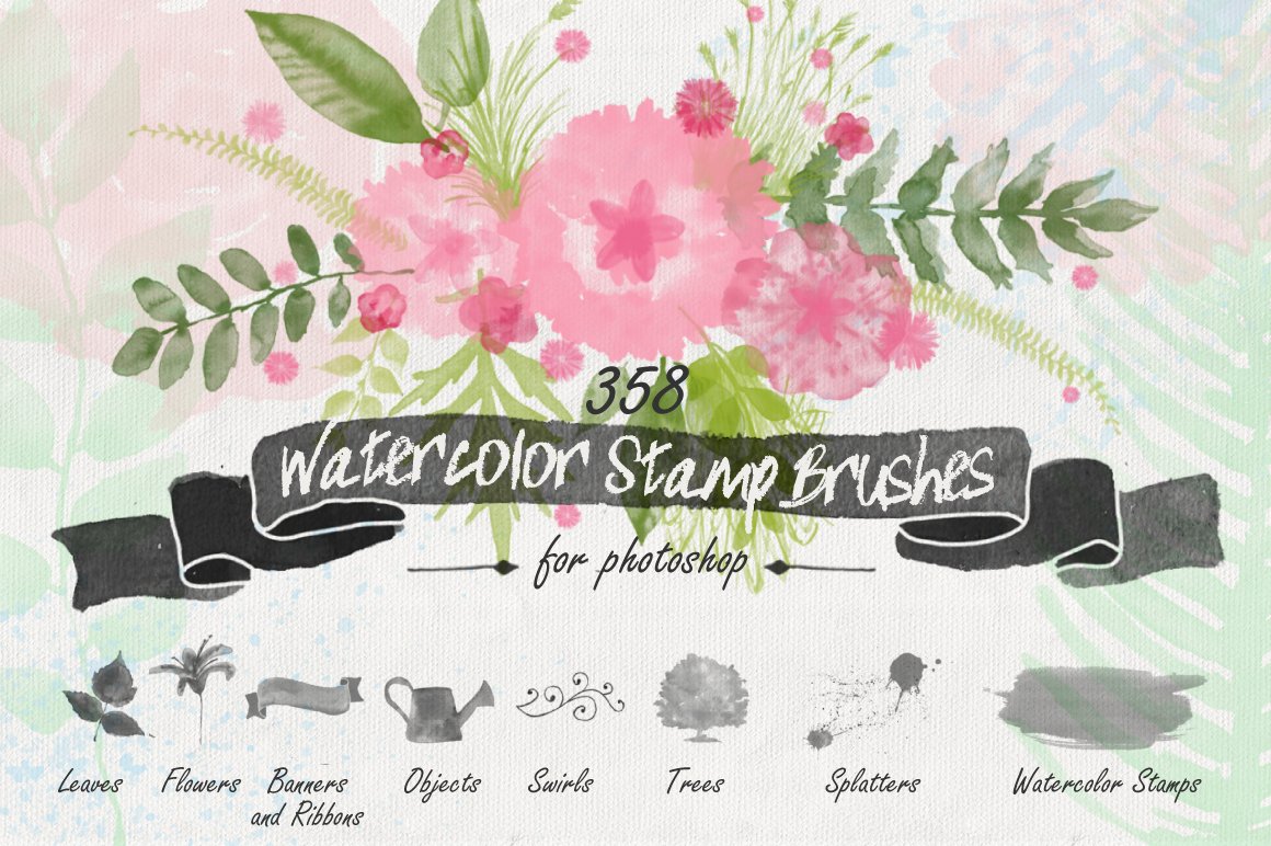 Floral Watercolor PS Stamp Brushescover image.