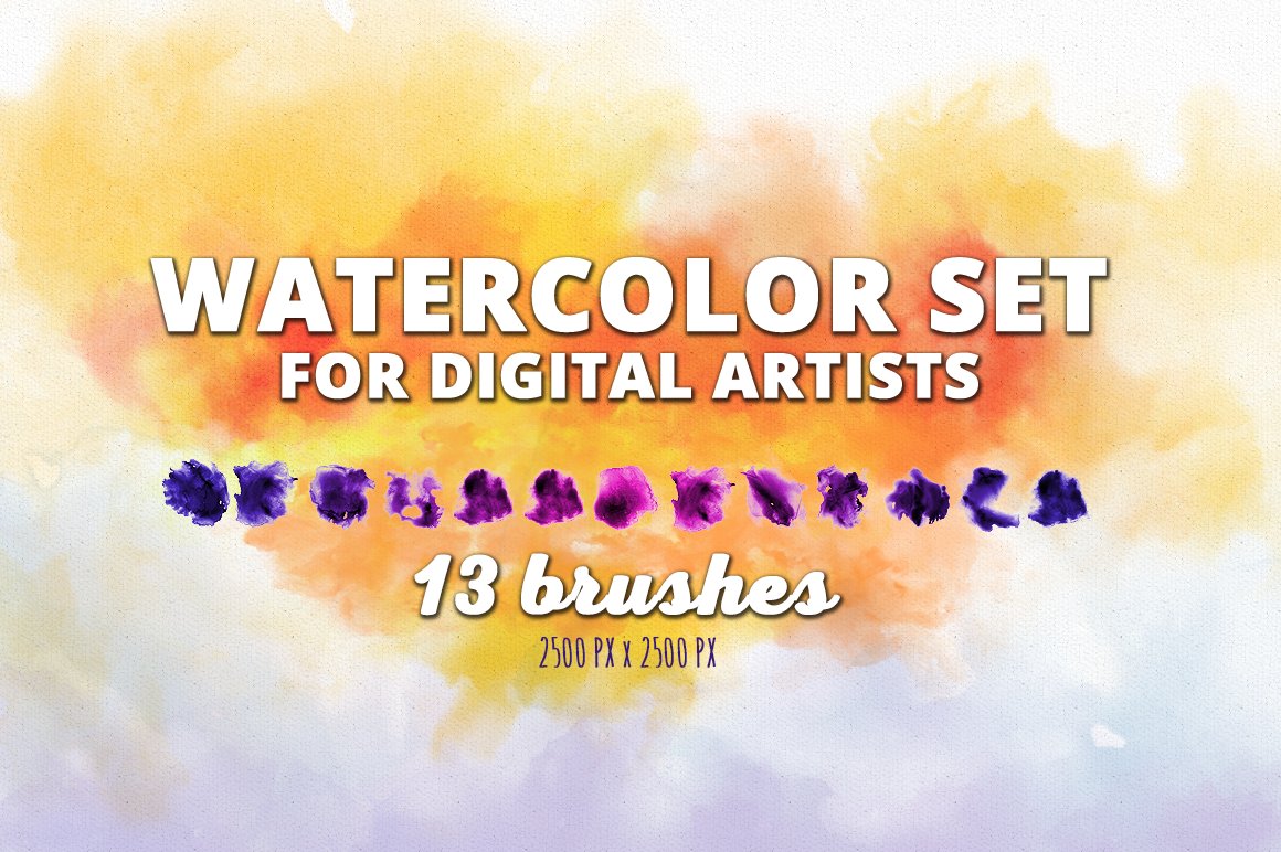 13 Predefined Watercolor Brush Setcover image.