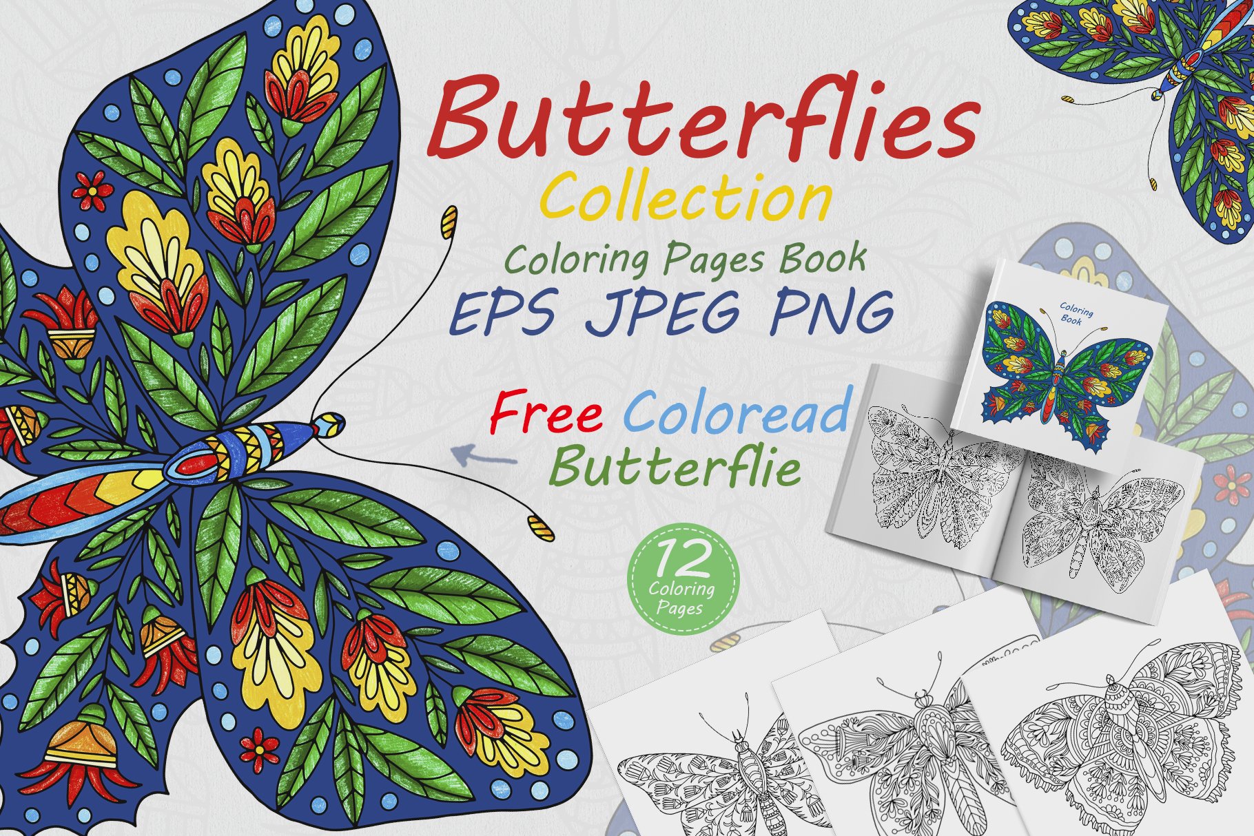 Butterflies with floral ornamentscover image.