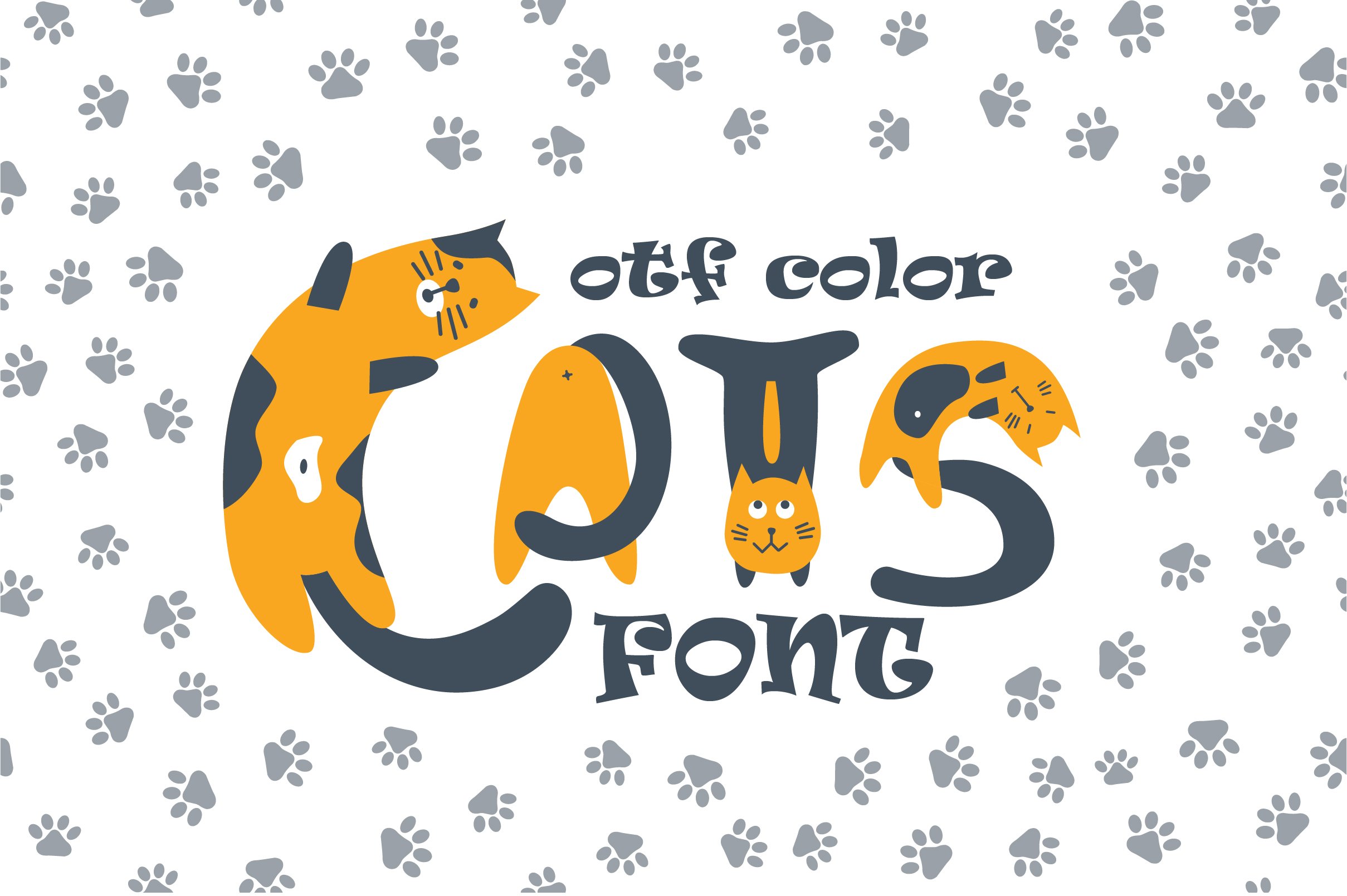 Cats cute OTF color font cover image.
