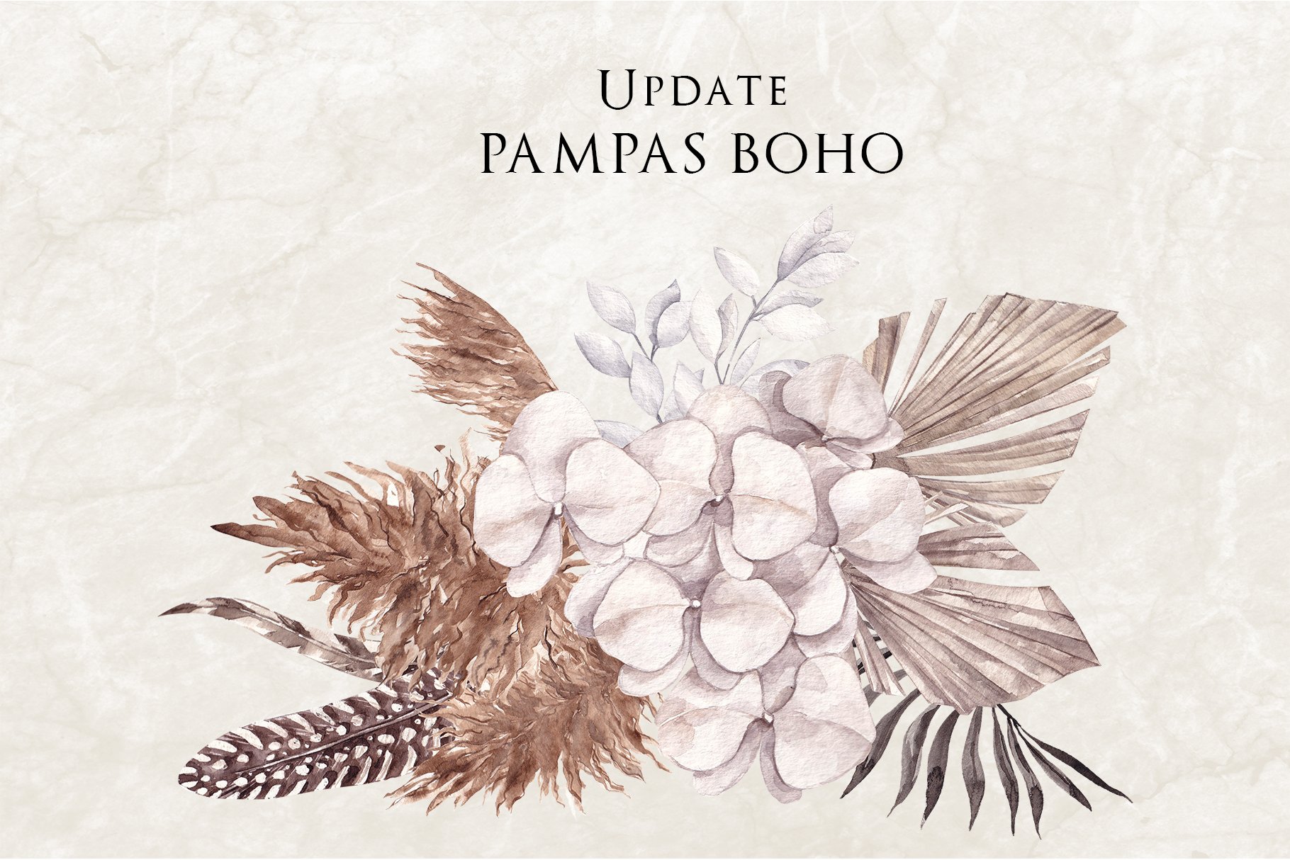 Pampas Boho. Watercolor collection preview image.