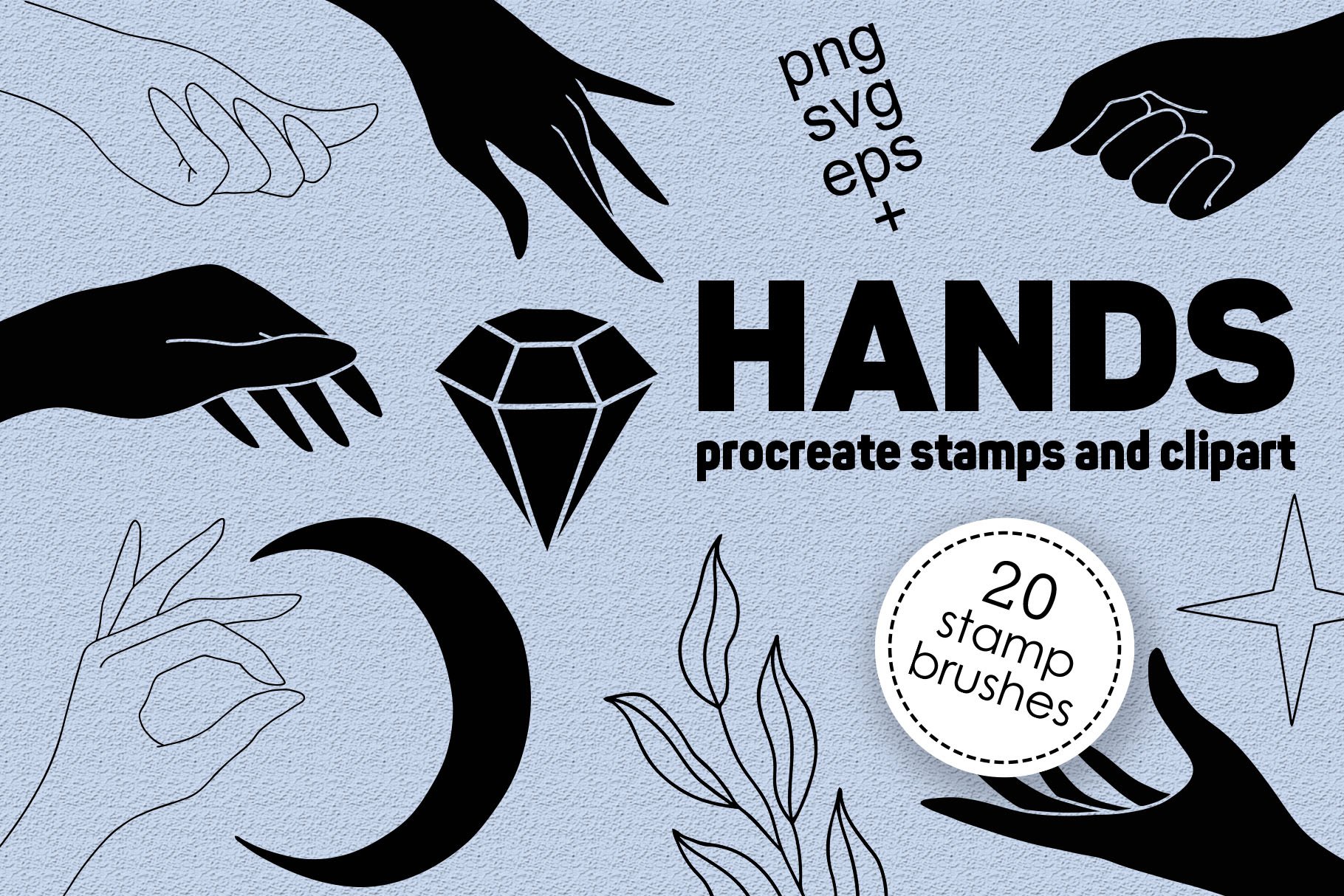 Hands clipart and procreate stampscover image.