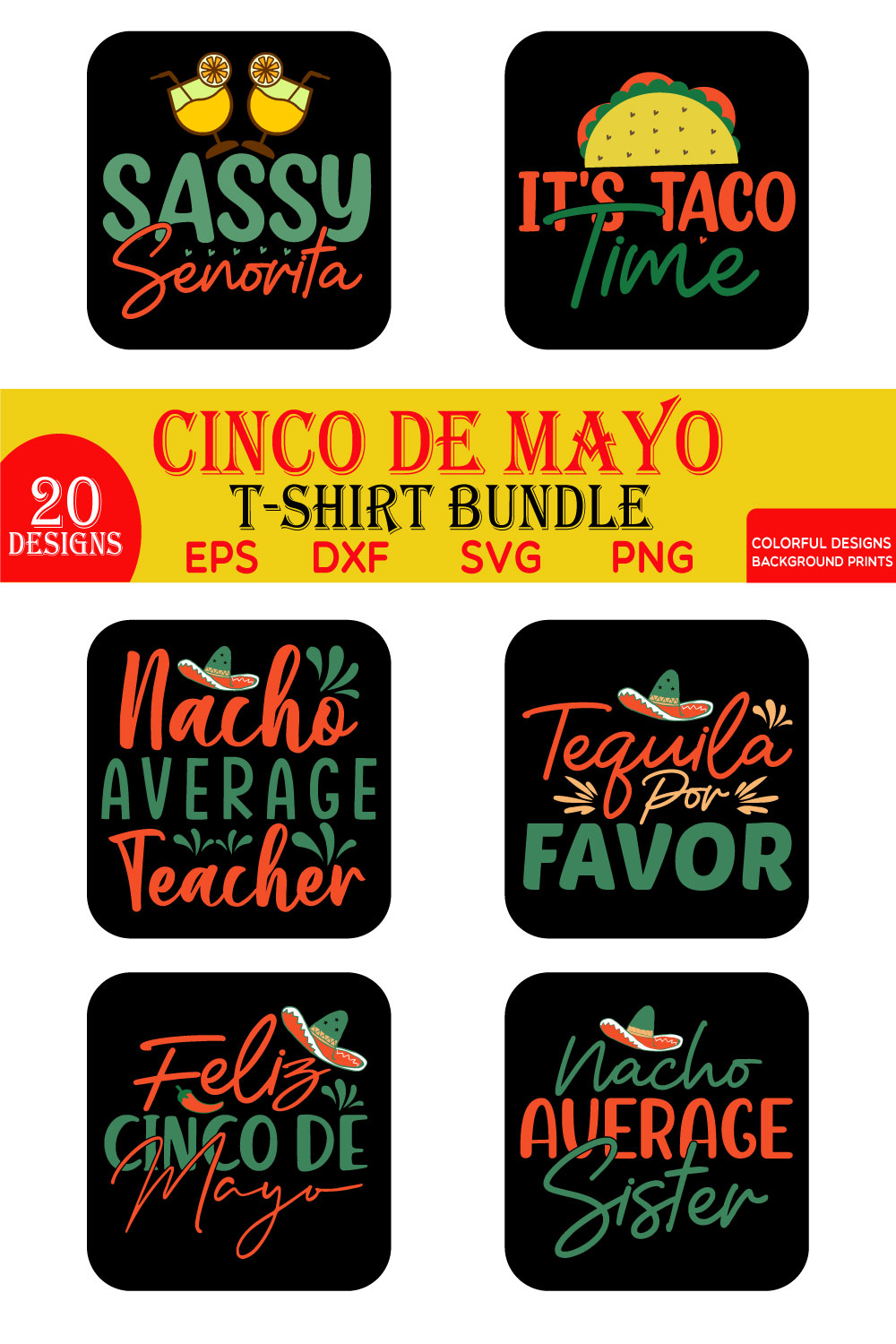 Cinco De Mayo T-shirt Bundle pinterest preview image.