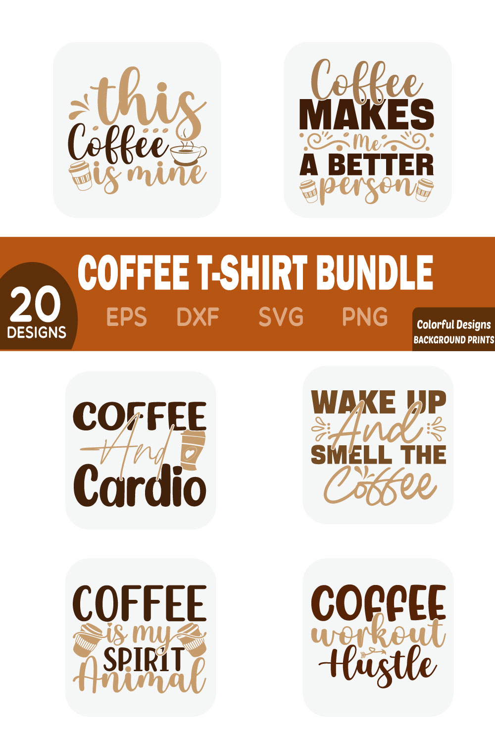 Coffee t-shirt Bundle pinterest preview image.