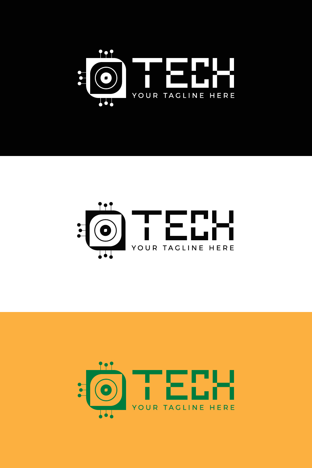 Technology based logo design pinterest preview image.