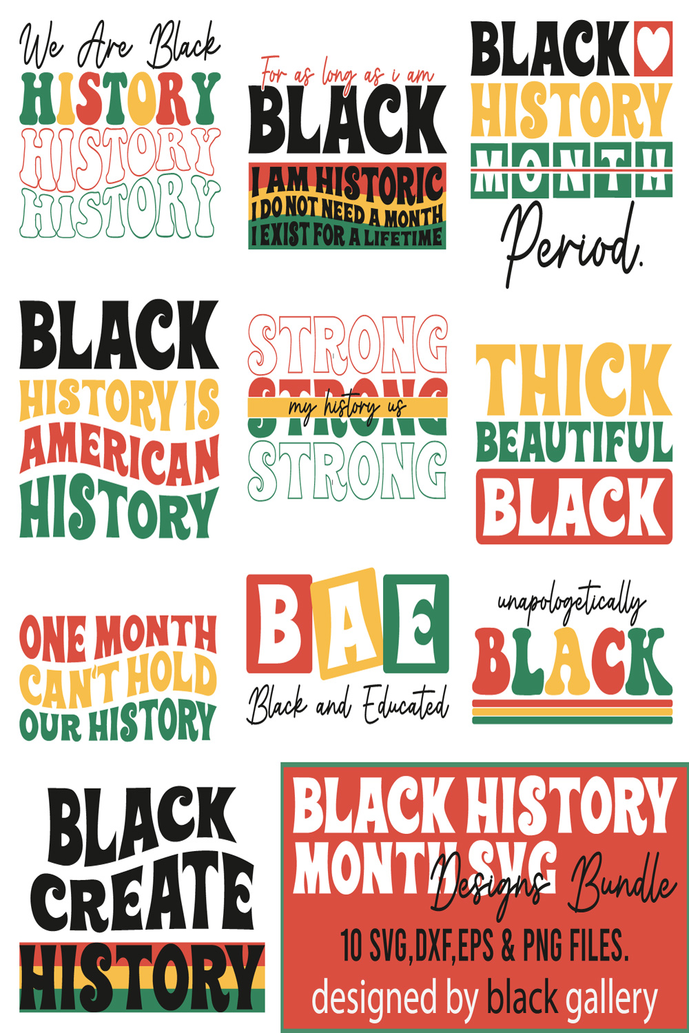 Black History Month SVG PNG EPS Bundle pinterest preview image.