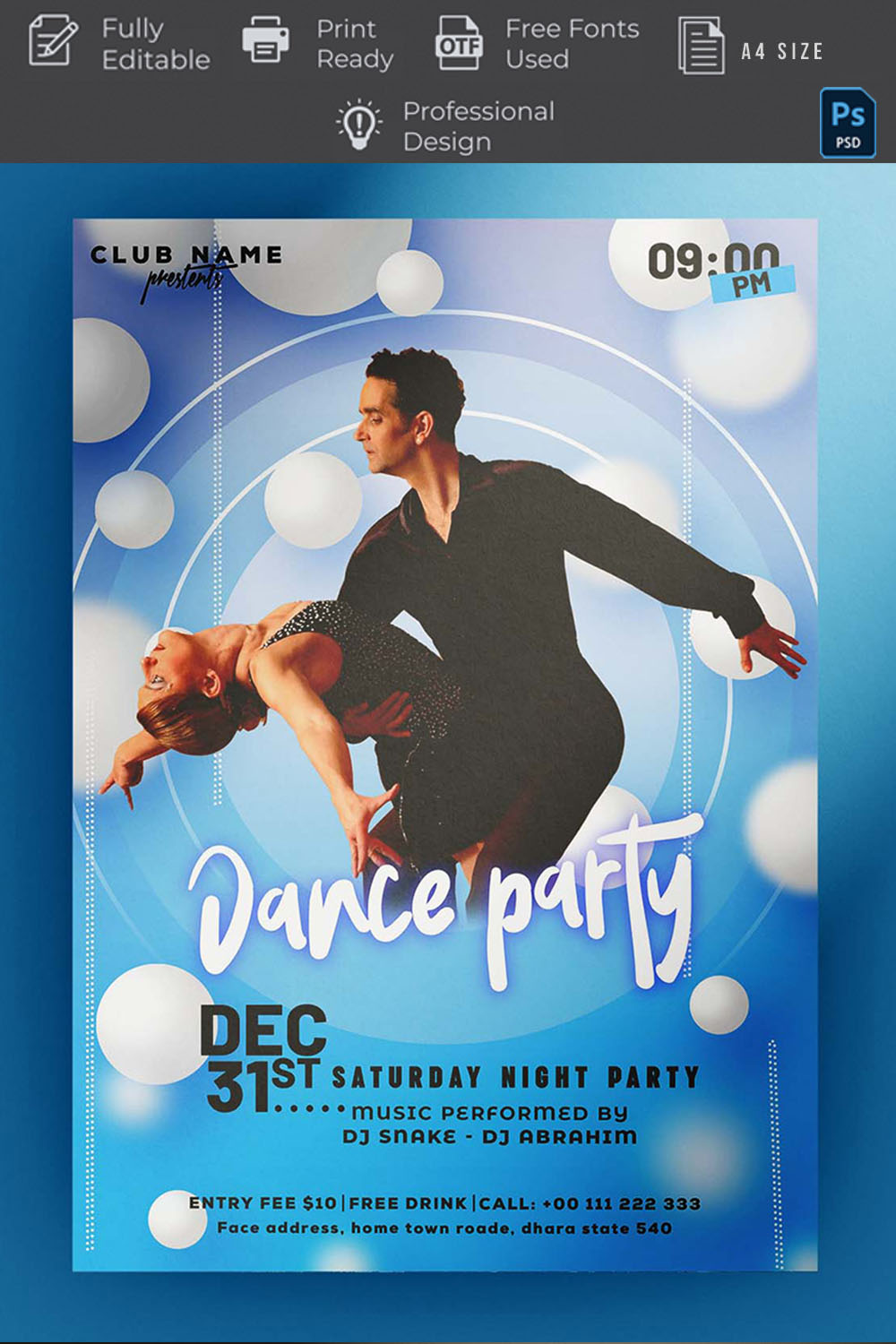 Club Dance Party Flyers With Instagram Templates pinterest preview image.