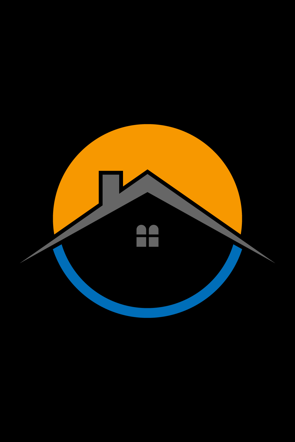 Real estate house logo design, Vector design template pinterest preview image.