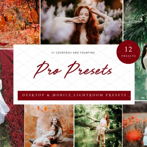 12x Lightroom Presets, Pro Presetscover image.