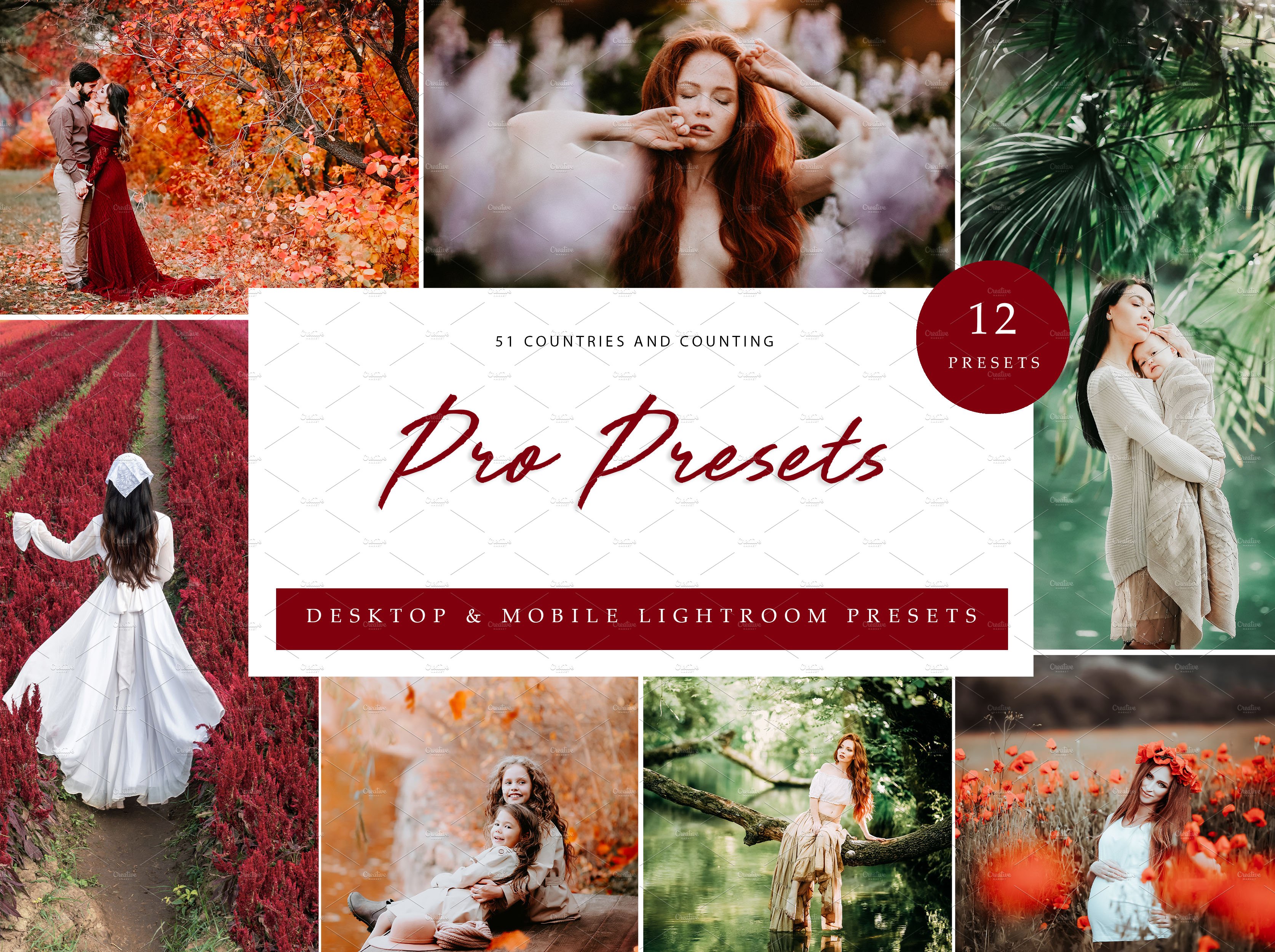 12x Lightroom Presets, Pro Presetscover image.