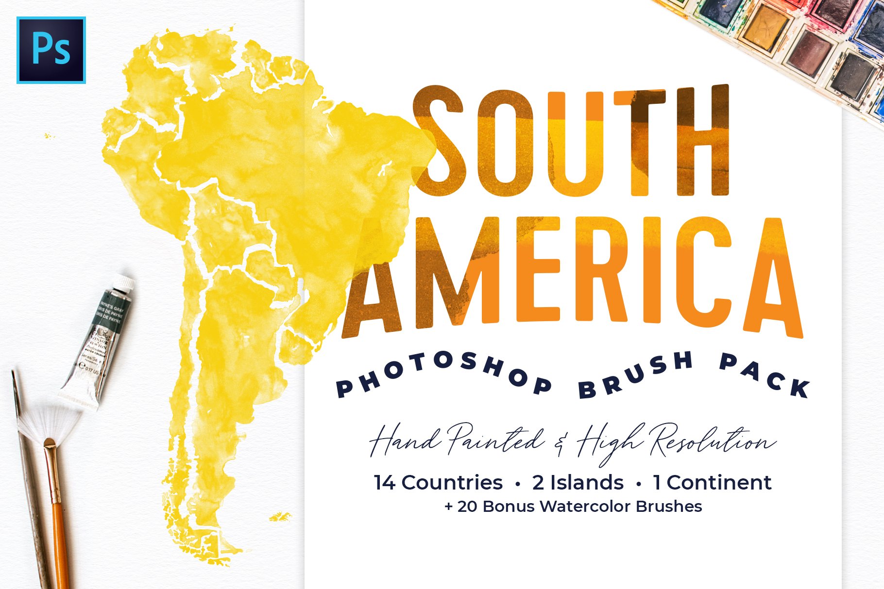 South America Watercolor PS Brushescover image.