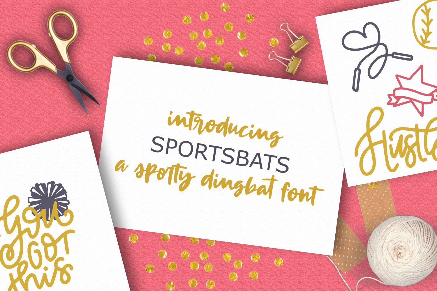 SportsBats - A Sporty Dingbat Font cover image.