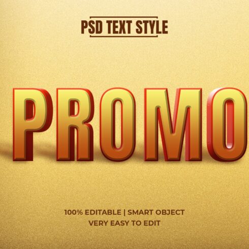 Promo Gold 3D Text Effect Mockup PSDcover image.