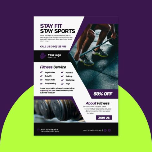 fitness brochure template cover image.