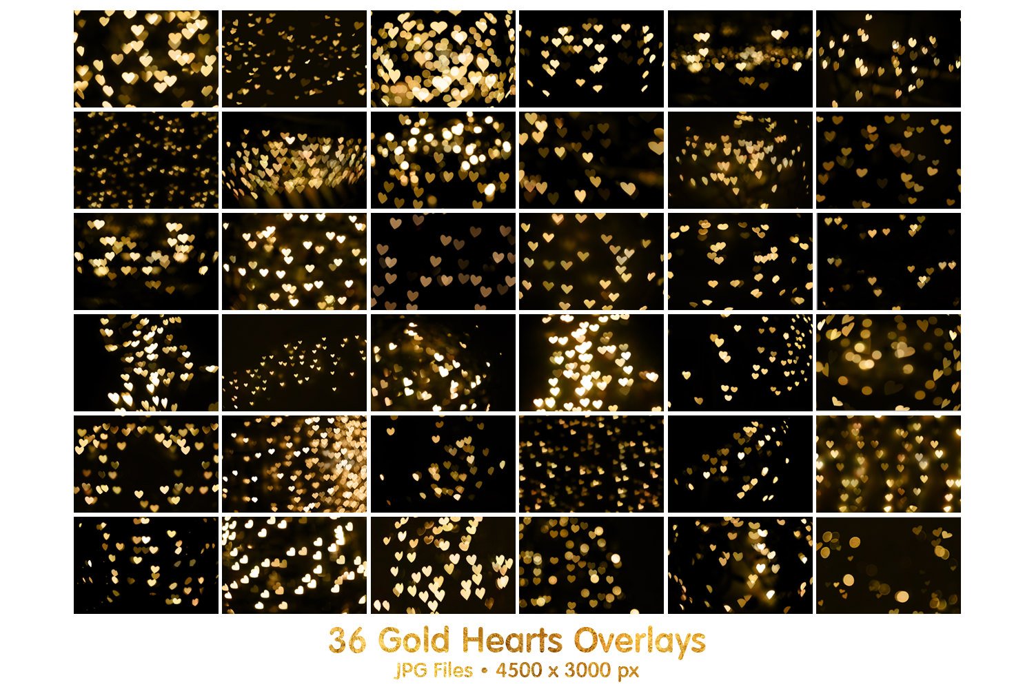 36 Gold Hearts Bokeh Overlayspreview image.