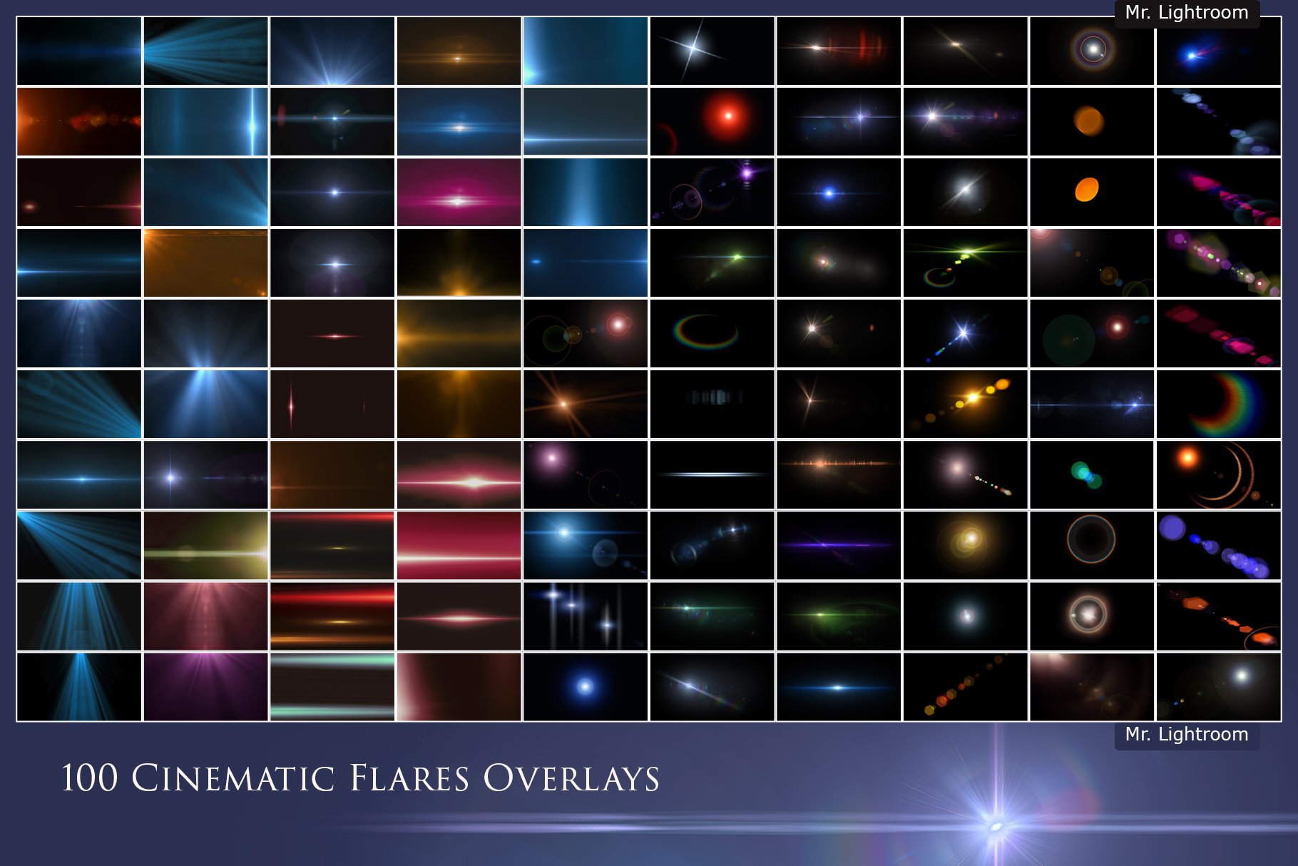 100 Cinematic Flares Overlayspreview image.