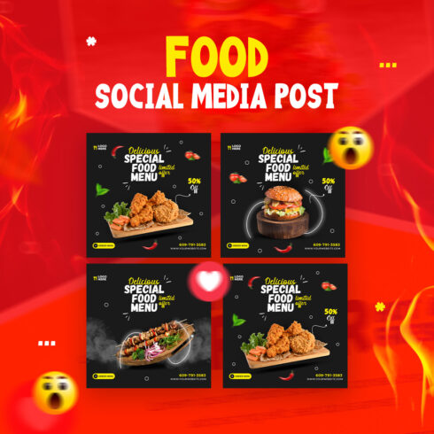 3+ Trendy Food and restaurant social media Banner post templates -only $2 cover image.