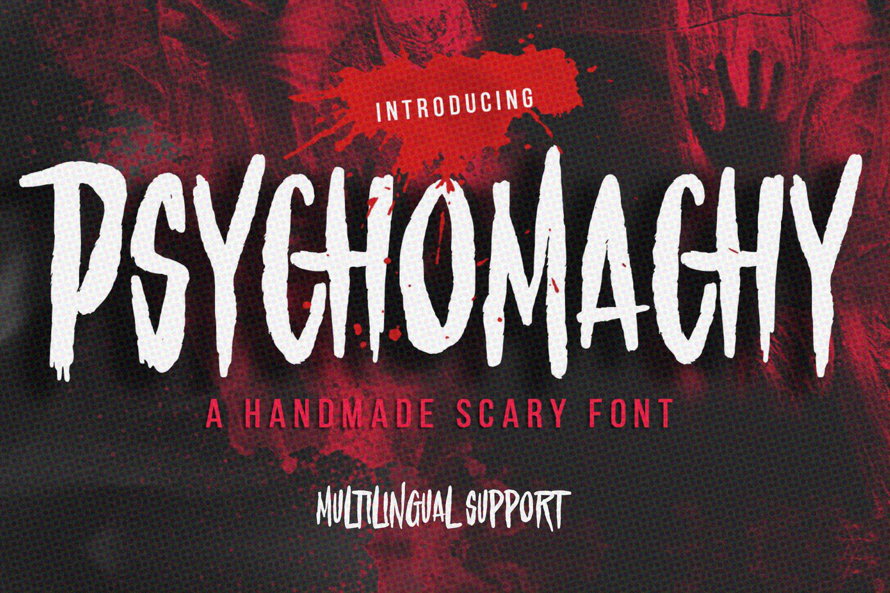 Psychomachy - Handmade Scary Font cover image.