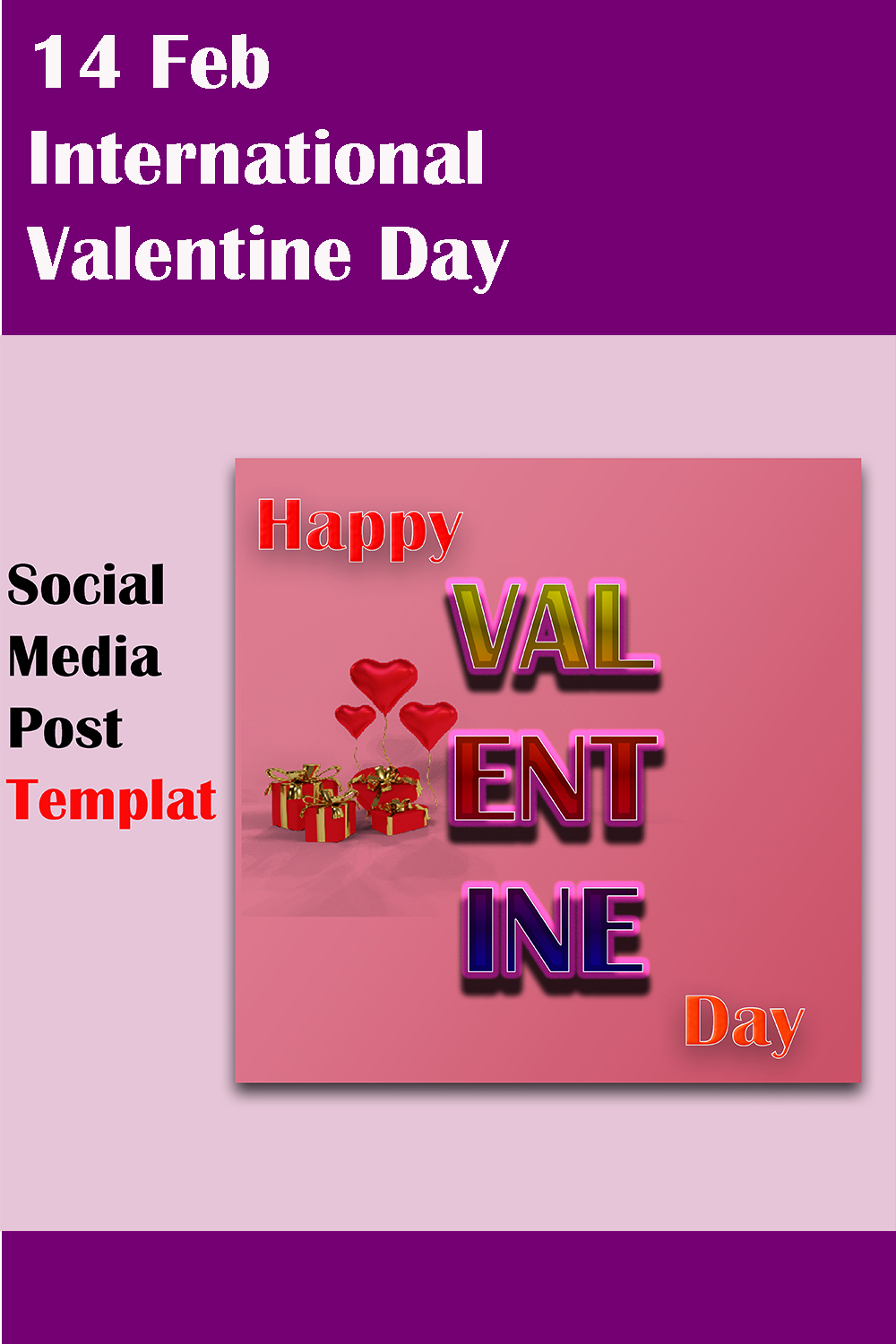 14 Feb international valentine Day pinterest preview image.