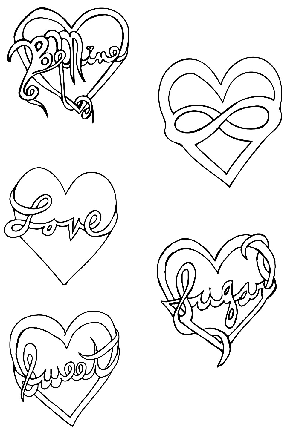 Valentine Bubble Art Heart Shaped Cutouts set of 5 pinterest preview image.