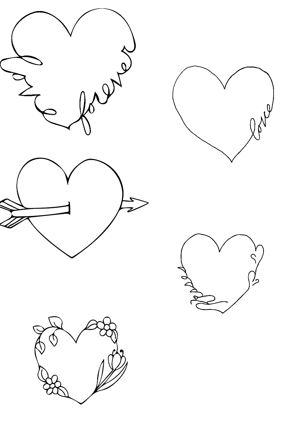 Valentine Doodle Cutout Art for POD DXF PNG Cutfiles pinterest preview image.